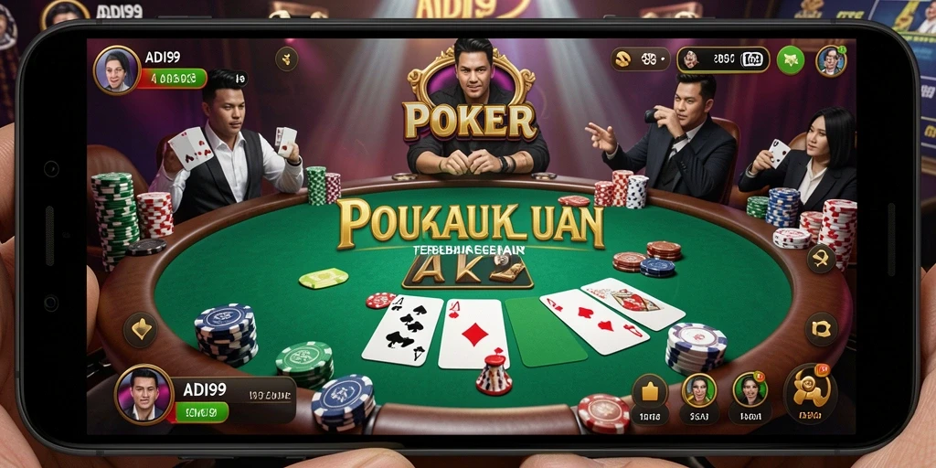 Tampilan gameplay seru dalam permainan Poker ADI99.