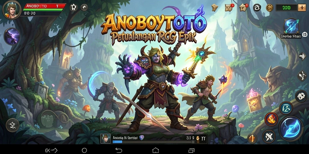 Gameplay ANOBOYTOTO menunjukkan pertarungan epik dalam dunia fantasi.