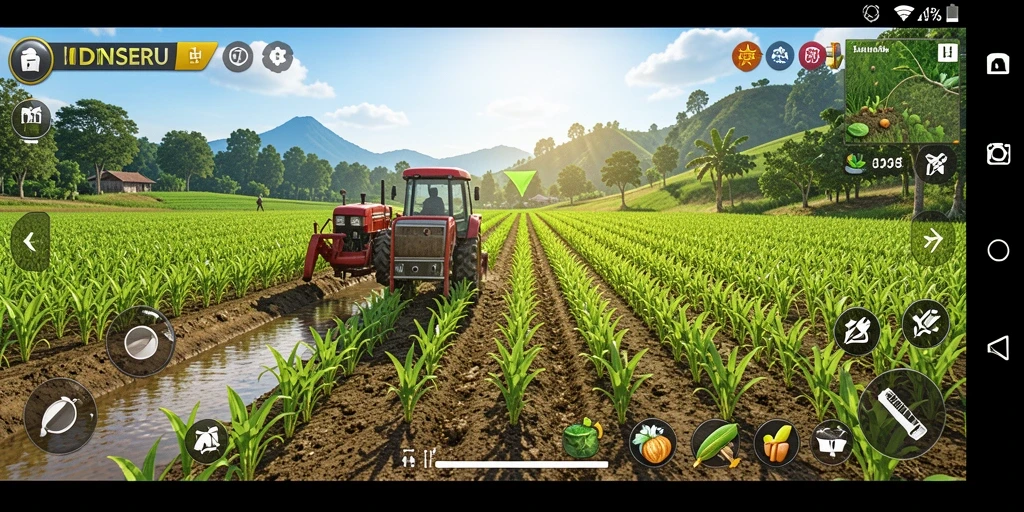 Tangkapan layar gameplay IDNSERU yang menampilkan kebun yang subur.