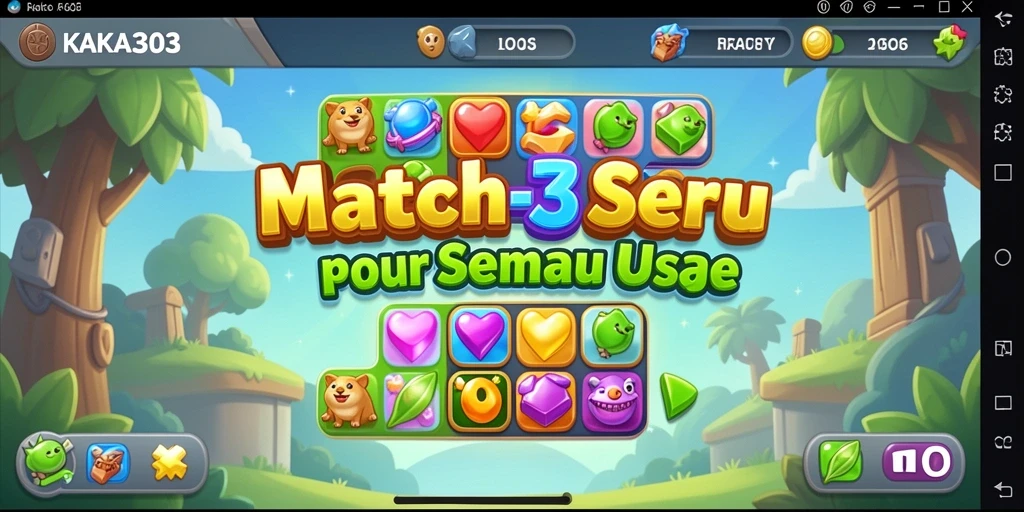 Tampilan gameplay KAKA303 yang penuh warna dan menantang.