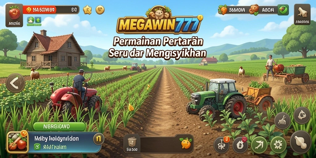 Gameplay seru dalam MEGAWIN777 saat berkebun dan merawat hewan.