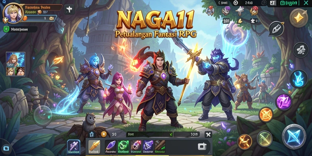 Tampilan gameplay NAGA11 menampilkan pertempuran epik dan eksplorasi dunia fantastis.