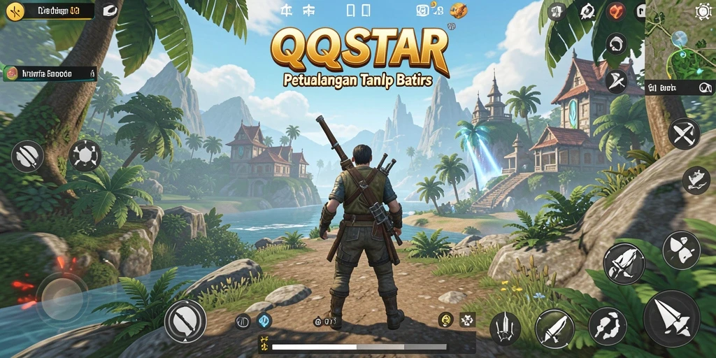 Tampilan gameplay <strong>QQSTAR</strong> yang menakjubkan dalam dunia terbuka.