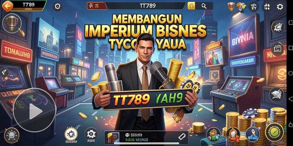 Screenshot utama TT789 menampilkan gameplay manajemen bisnis yang seru.