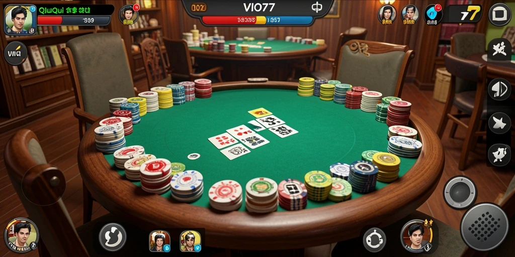 Screenshot gameplay VIO77 menampilkan intensnya permainan QiuQiu.