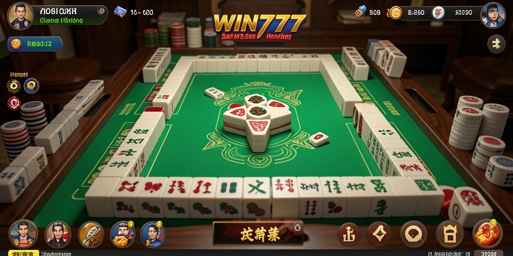Tampilan gameplay seru dalam WIN777 dengan ubin Mahjong.